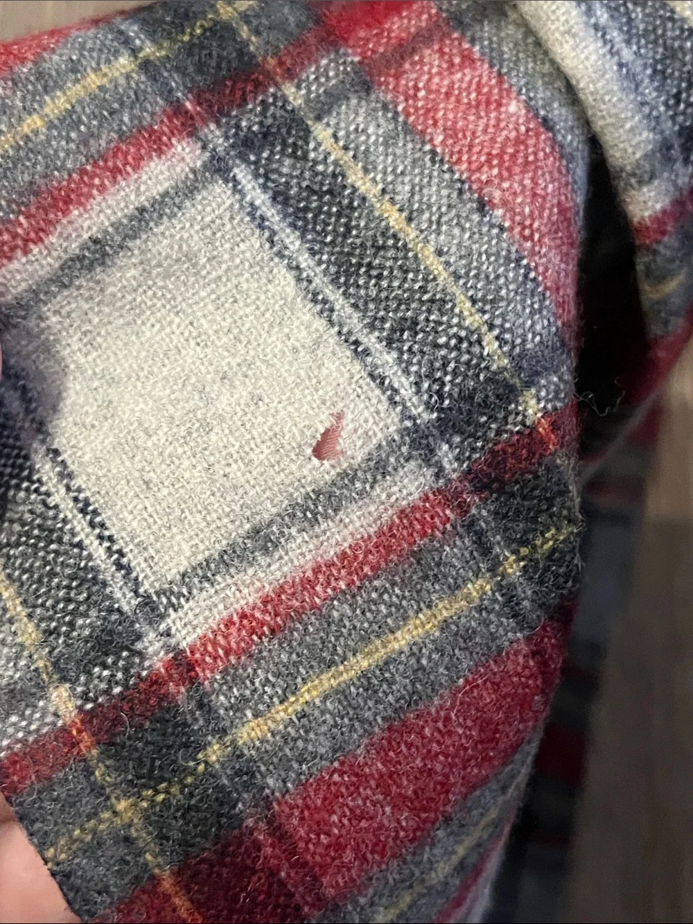 Pendleton Red, Gray & Cream Plaid Wool Scarf
